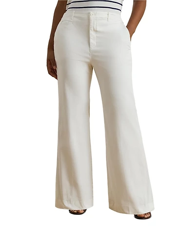 Lauren Ralph Lauren Plus Size Stretch Cotton Chino High-Rise Flare Pants