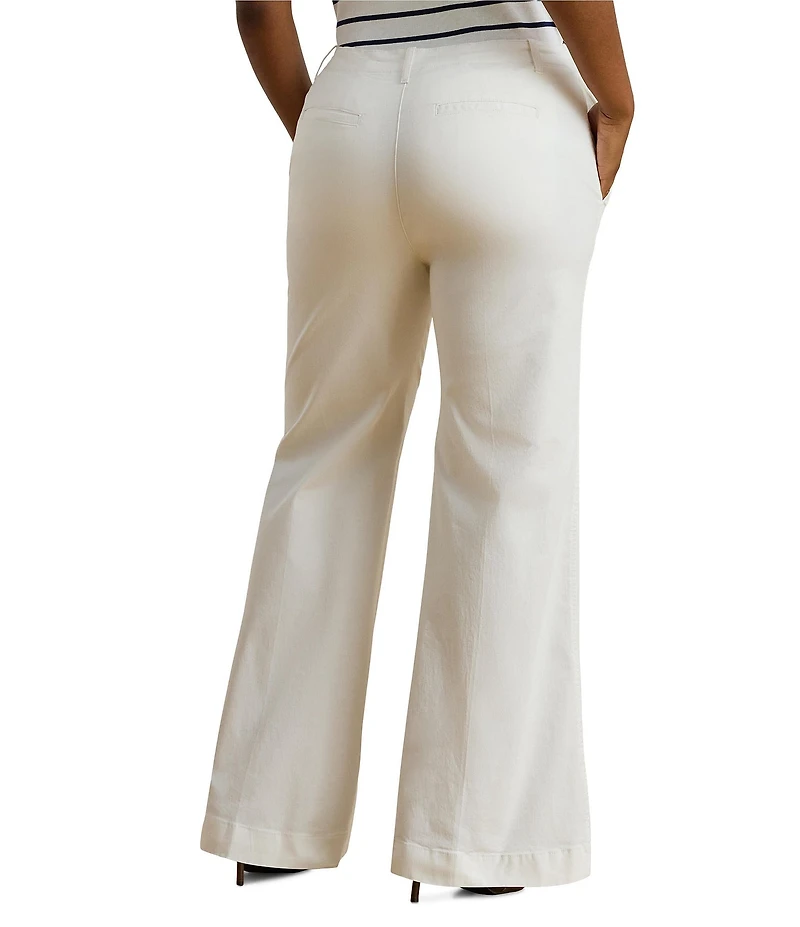 Lauren Ralph Lauren Plus Size Stretch Cotton Chino High-Rise Flare Pants