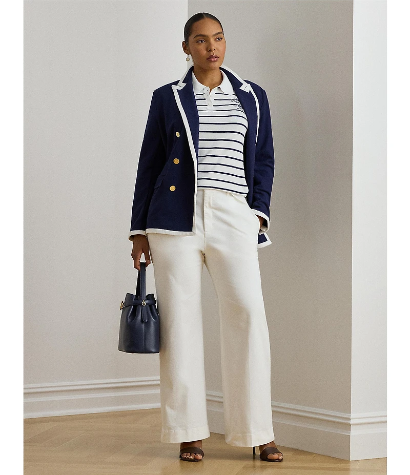 Lauren Ralph Lauren Plus Size Stretch Cotton Chino High-Rise Flare Pants