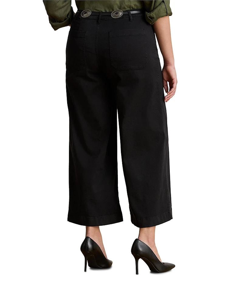 Lauren Ralph Lauren Plus Size Stretch Cotton Chino High Rise Wide Leg Pants