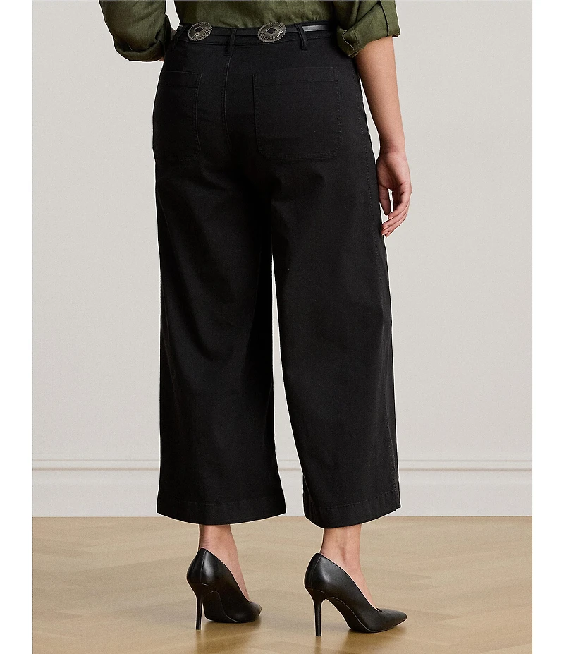 Lauren Ralph Lauren Plus Size Stretch Cotton Chino High Rise Wide Leg Pants
