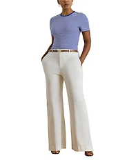 Lauren Ralph Lauren Plus Size Stretch Cotton Stripe Ribbed Crew Neck Short Sleeve Tee