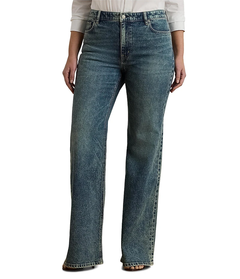 Lauren Ralph Lauren Plus Size Stretch Denim High Rise Retro Flare Leg Jeans