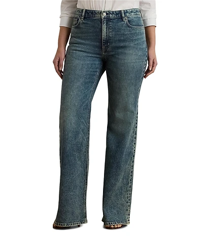 Lauren Ralph Lauren Plus Size Stretch Denim High Rise Retro Flare Leg Jeans