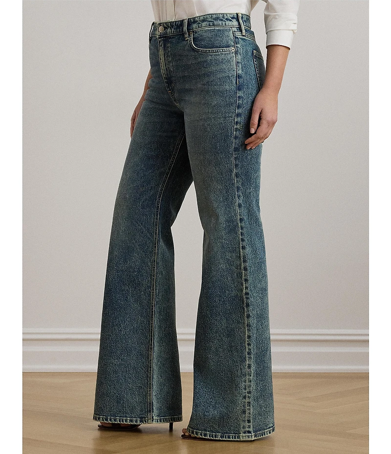 Lauren Ralph Lauren Plus Size Stretch Denim High Rise Retro Flare Leg Jeans
