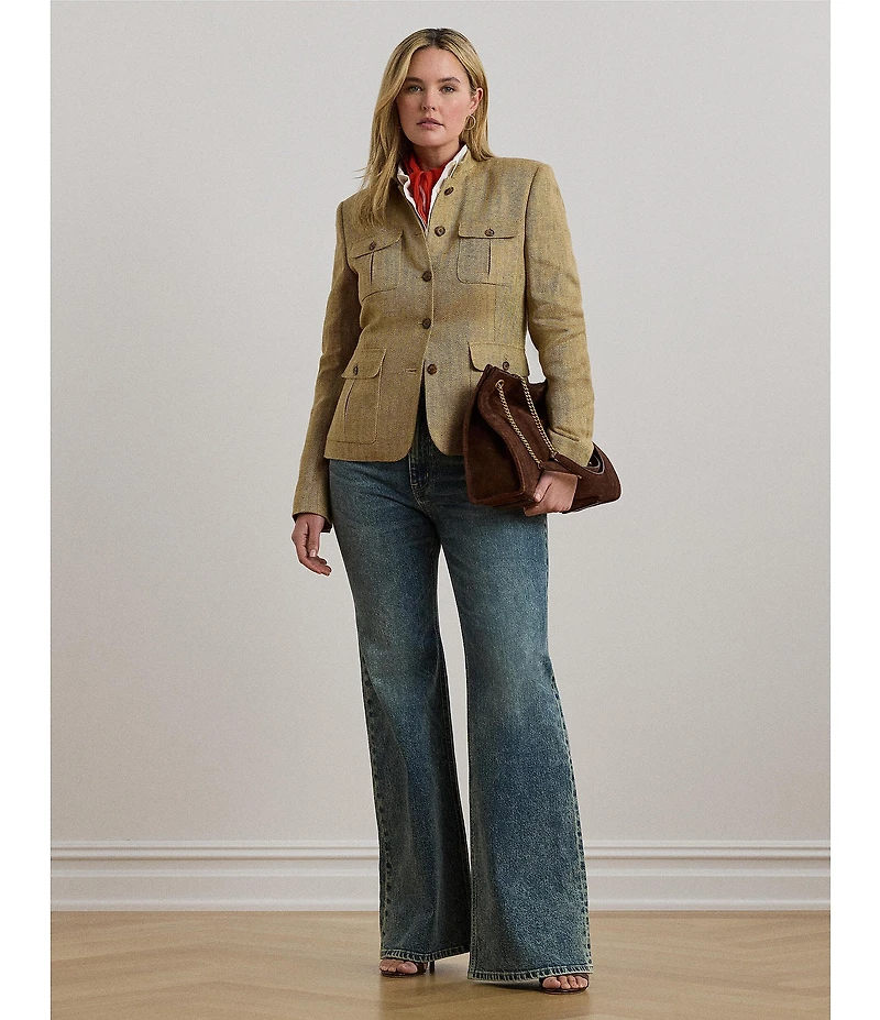 Lauren Ralph Lauren Plus Size Stretch Denim High Rise Retro Flare Leg Jeans