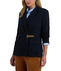 Lauren Ralph Lauren Plus Size Stretch Knit Jacquard Buckle-Trim Herringbone Blazer