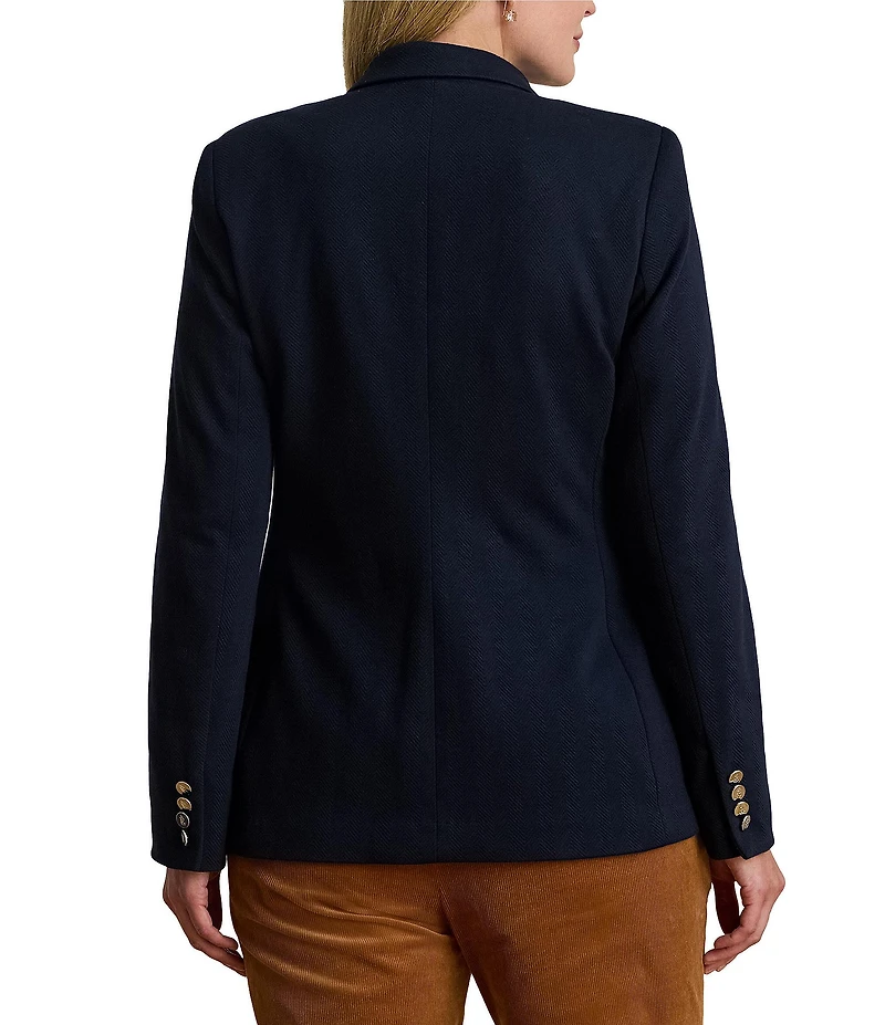 Lauren Ralph Lauren Plus Size Stretch Knit Jacquard Buckle-Trim Herringbone Blazer