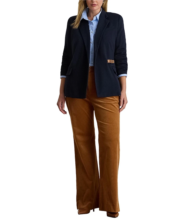 Lauren Ralph Lauren Plus Size Stretch Knit Jacquard Buckle-Trim Herringbone Blazer