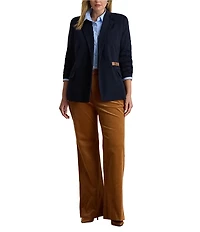 Lauren Ralph Lauren Plus Size Stretch Knit Jacquard Buckle-Trim Herringbone Blazer
