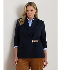 Lauren Ralph Lauren Plus Size Stretch Knit Jacquard Buckle-Trim Herringbone Blazer
