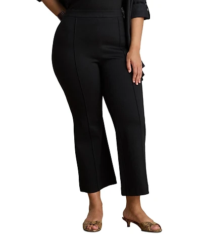 Lauren Ralph Lauren Plus Size Stretch Twill Mid Rise Wide Leg Ankle Length Pants