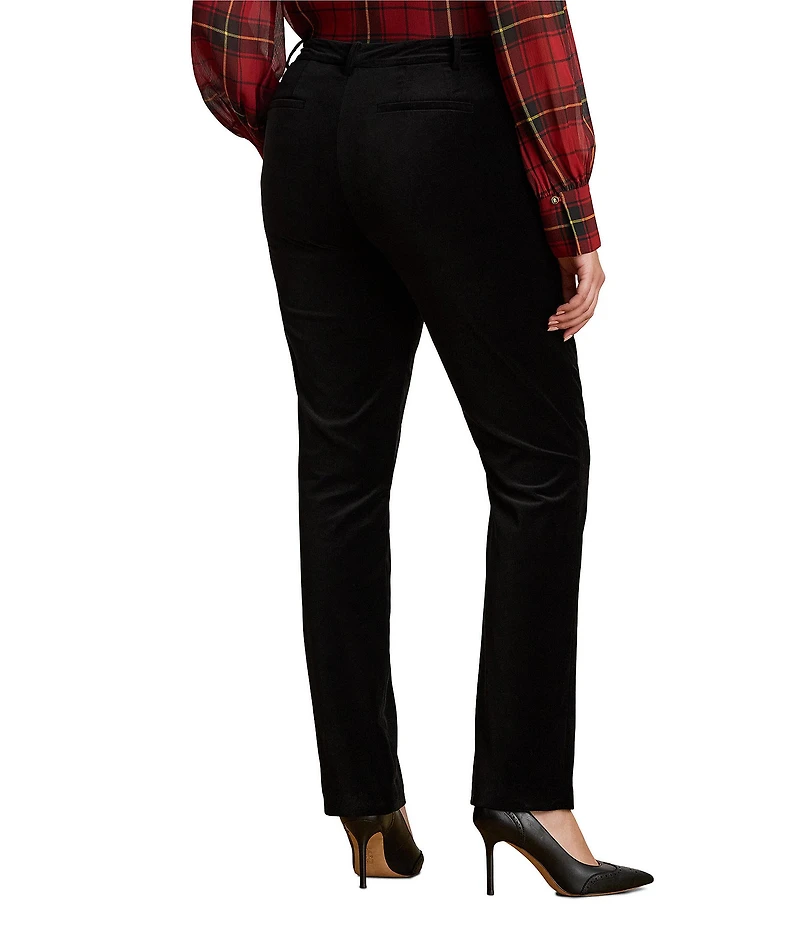Lauren Ralph Lauren Plus Size Stretch Velvet Mid Rise Straight Leg Ankle Pants
