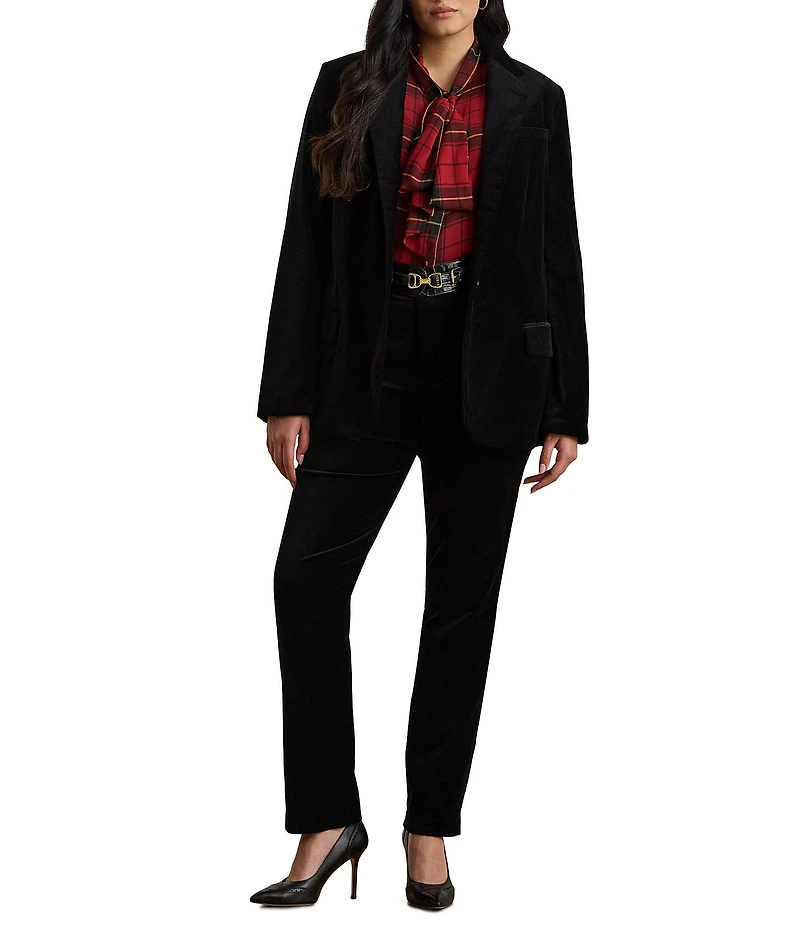 Lauren Ralph Lauren Plus Size Stretch Velvet Mid Rise Straight Leg Ankle Pants