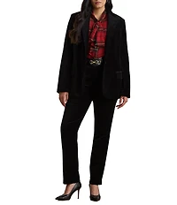 Lauren Ralph Lauren Plus Size Stretch Velvet Mid Rise Straight Leg Ankle Pants