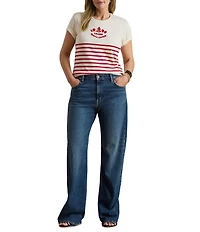 Lauren Ralph Lauren Plus Size Stripe Embroidered Logo Jersey Tee