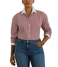 Lauren Ralph Lauren Plus Size Striped Cotton Broadcloth Button-Front Shirt