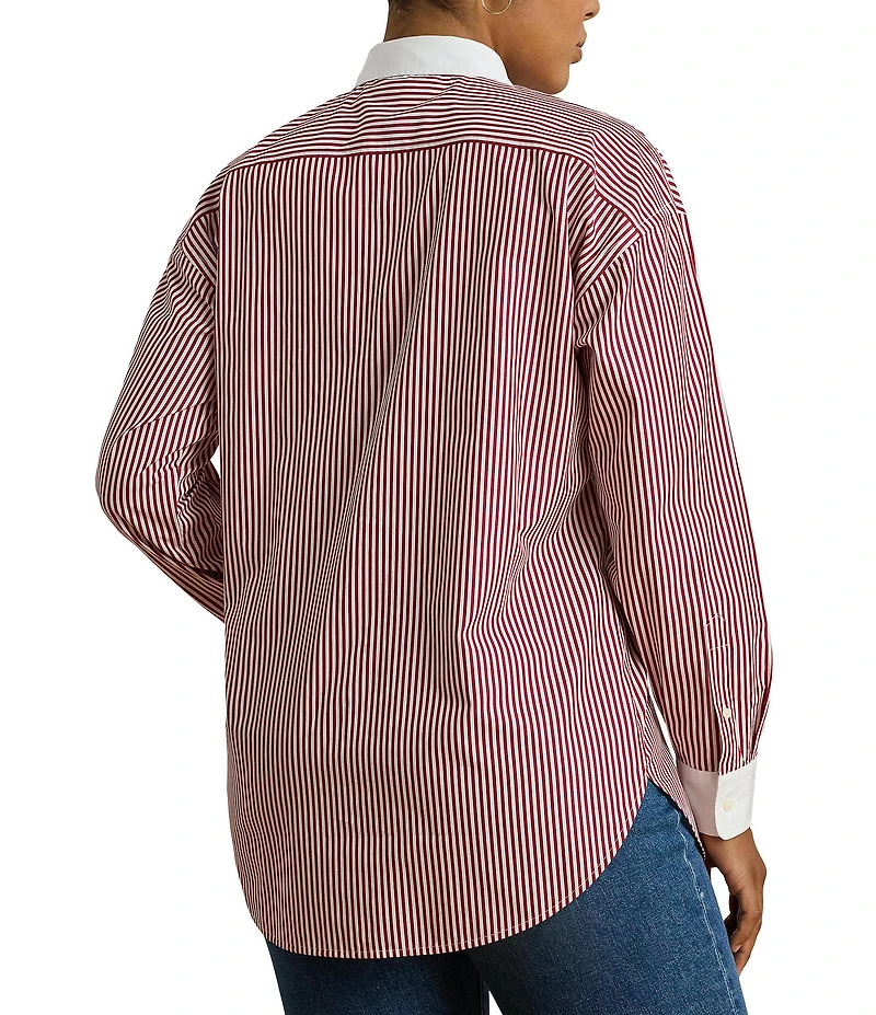 Lauren Ralph Lauren Plus Size Striped Cotton Broadcloth Button-Front Shirt