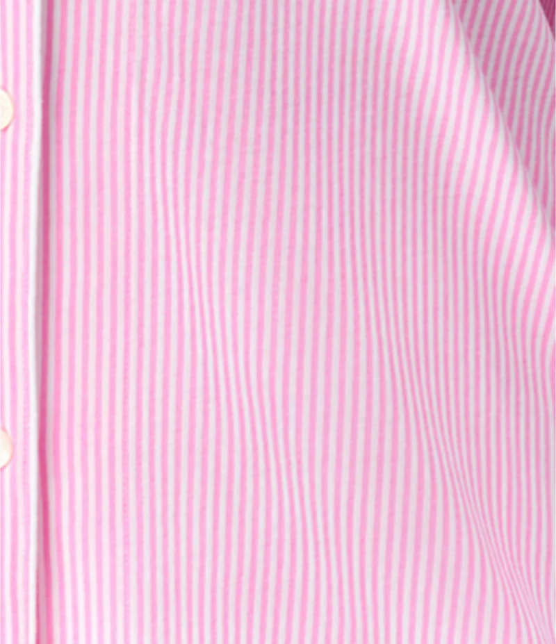 Lauren Ralph Lauren Plus Size Striped Notch Collar 3/4 Sleeve Button Front Capri Pajama Set