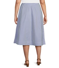 Lauren Ralph Lauren Plus Size Striped Paneled Cotton Broadcloth A-Line Skirt