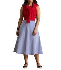 Lauren Ralph Lauren Plus Size Striped Paneled Cotton Broadcloth A-Line Skirt