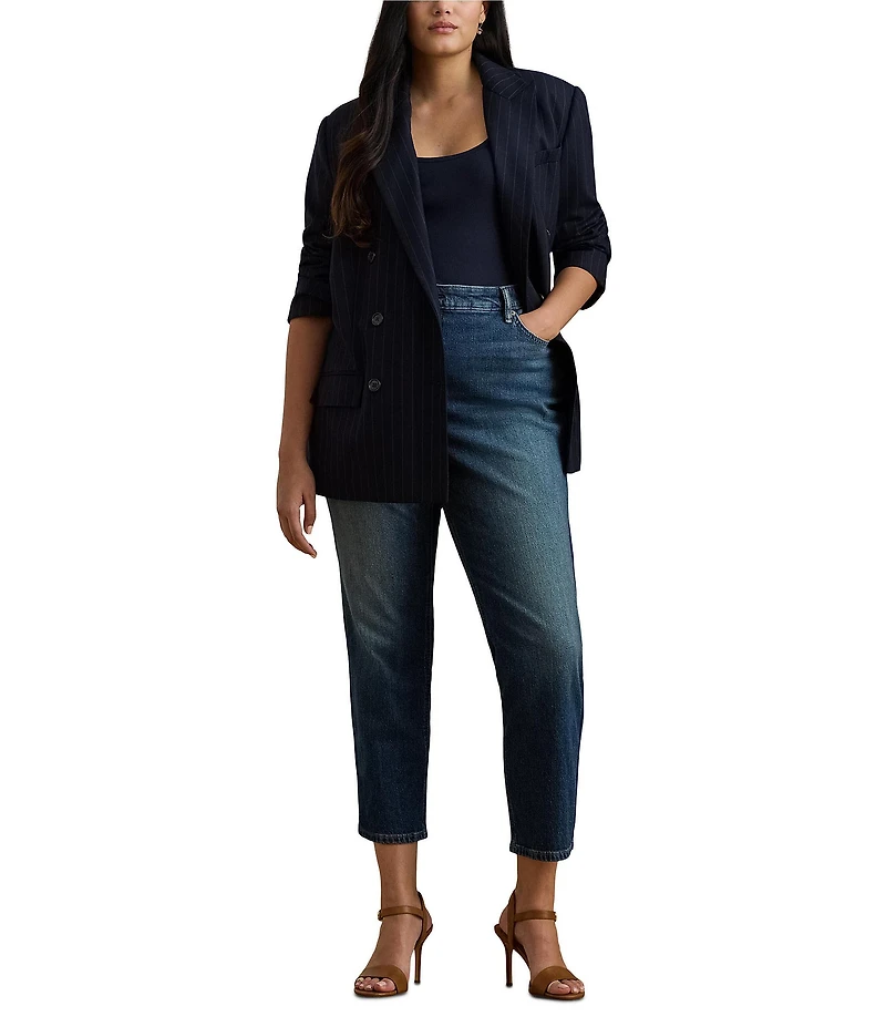 Lauren Ralph Lauren Plus Size Twill Denim High Rise Straight Ankle Jeans