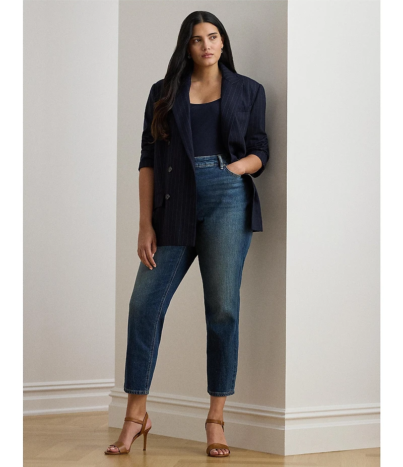 Lauren Ralph Lauren Plus Size Twill Denim High Rise Straight Ankle Jeans
