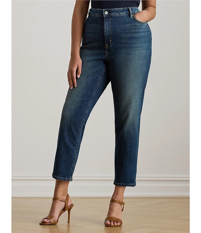 Lauren Ralph Lauren Plus Size Coated High Rise Straight Ankle