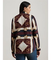 Lauren Ralph Lauren Plus Size Twill Equestrian-Print Point Collar Long Sleeve Button-Front Shirt