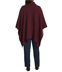 Lauren Ralph Lauren Plus Size Wool Blend Buckle Trim Sweater Poncho