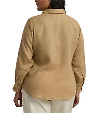 Lauren Ralph Lauren Plus Size Woven Point Collar Long Roll-Tab Sleeve Button-Front Shirt