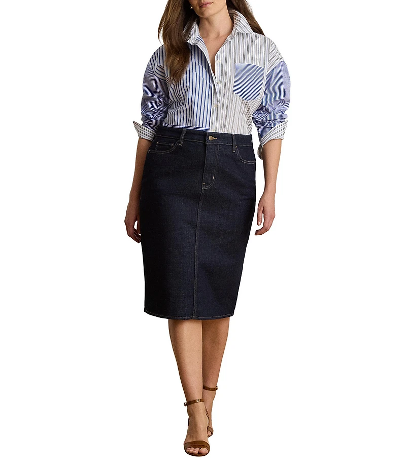 Lauren Ralph Lauren Plus Stretch Denim Pencil Skirt