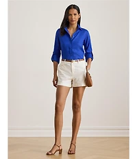 Lauren Ralph Lauren Point Collar Long Sleeve Button Front Linen Shirt