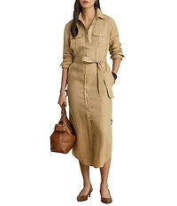 Lauren Ralph Lauren Point Collar Long Sleeve Mid Length Shirt Dress