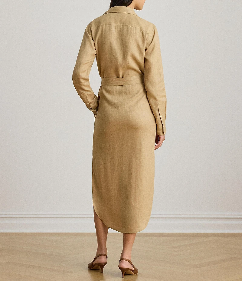 Lauren Ralph Lauren Point Collar Long Sleeve Mid Length Shirt Dress