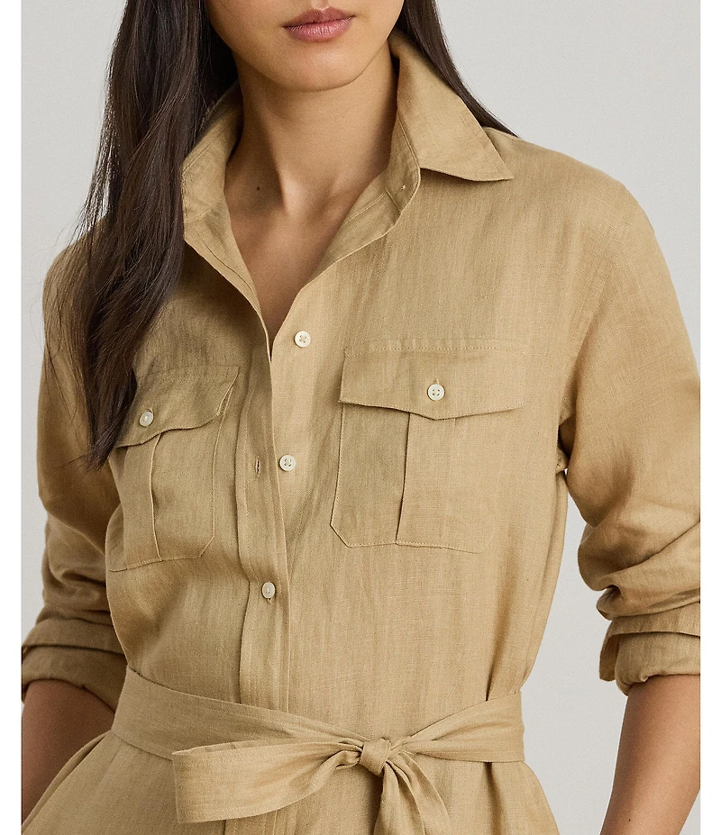 Lauren Ralph Lauren Point Collar Long Sleeve Mid Length Shirt Dress