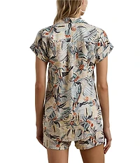 Lauren Ralph Lauren Point Collar Short Sleeves Print Shirt