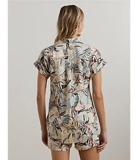 Lauren Ralph Lauren Point Collar Short Sleeves Print Shirt