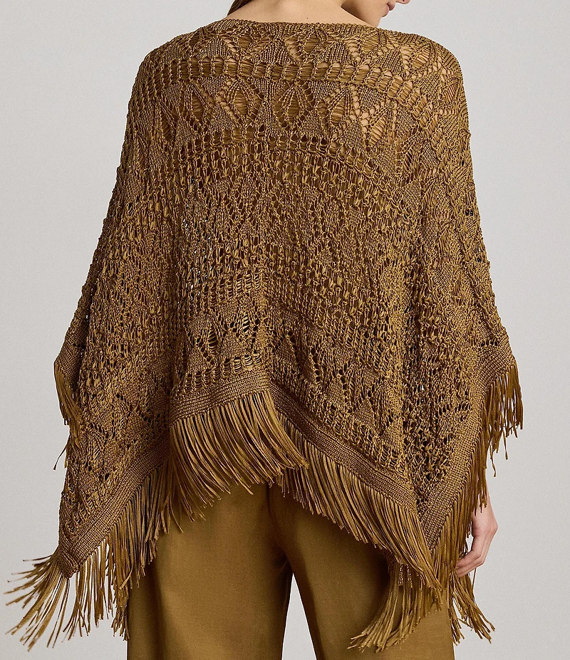 Lauren Ralph Lauren Pointelle Boat Neck 3/4 Sleeve Oversize Poncho
