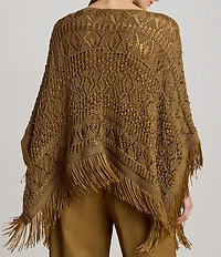 Lauren Ralph Lauren Pointelle Boat Neck 3/4 Sleeve Oversize Poncho