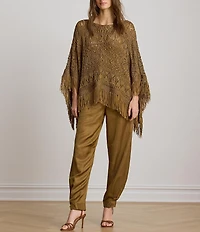 Lauren Ralph Lauren Pointelle Boat Neck 3/4 Sleeve Oversize Poncho