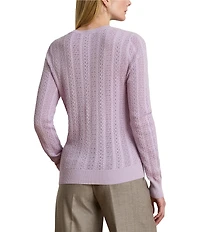 Lauren Ralph Lauren Pointelle Knit Cotton Blend Sweater