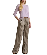 Lauren Ralph Lauren Pointelle Knit Cotton Blend Sweater