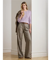 Lauren Ralph Lauren Pointelle Knit Cotton Blend Sweater