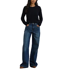 Lauren Ralph Lauren Pointelle Knit Crew Neck Long Sleeve Sweater