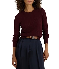 Lauren Ralph Lauren Pointelle Knit Crew Neck Long Sleeve Sweater