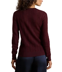 Lauren Ralph Lauren Pointelle Knit Crew Neck Long Sleeve Sweater