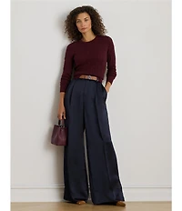 Lauren Ralph Lauren Pointelle Knit Crew Neck Long Sleeve Sweater