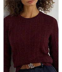 Lauren Ralph Lauren Pointelle Knit Crew Neck Long Sleeve Sweater
