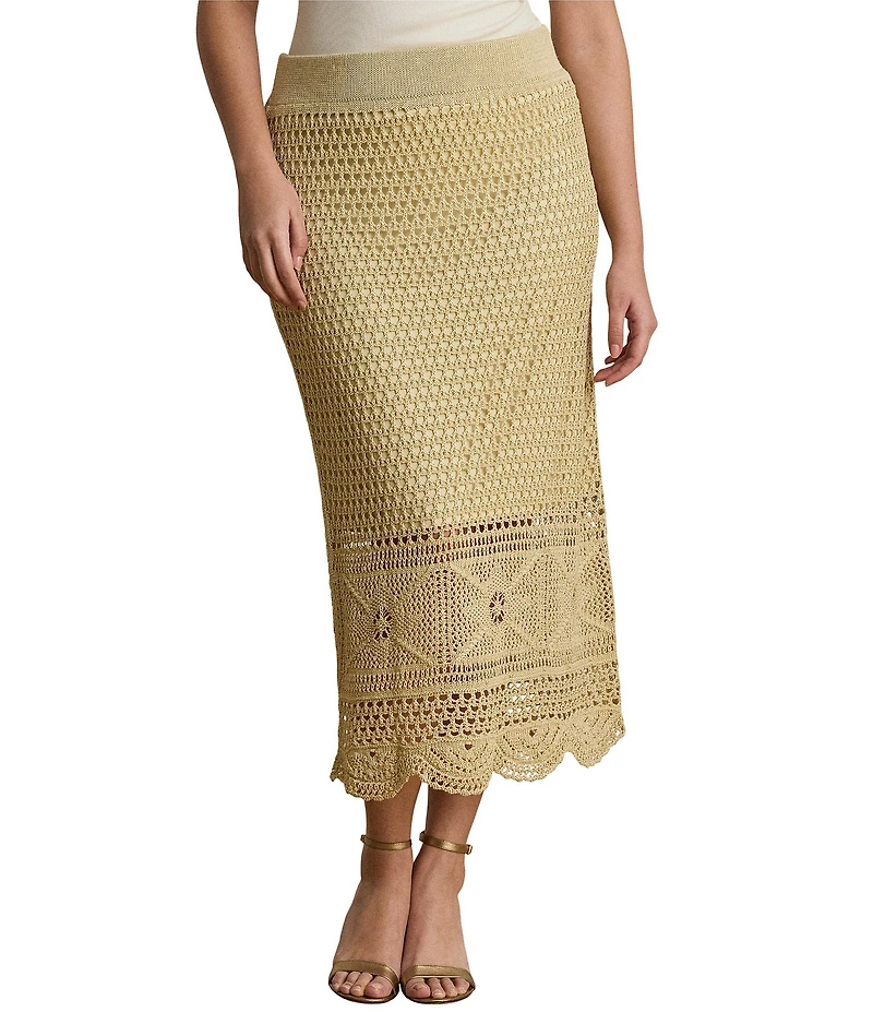 Lauren Ralph Lauren Pointelle-Knit Midi Length Pencil Skirt